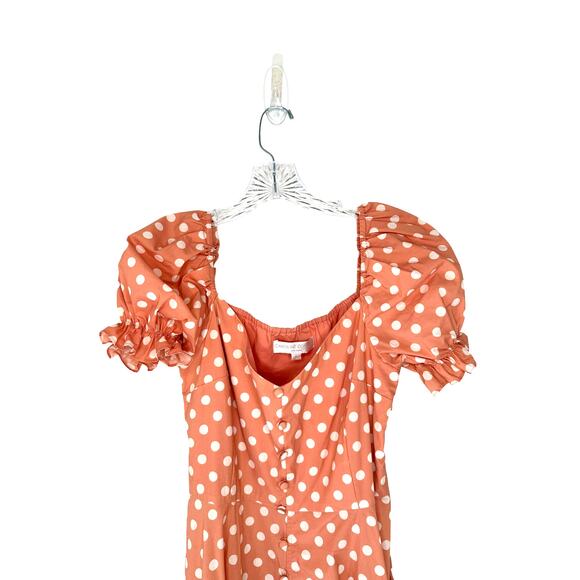 Caroline Constas Savannah Trad Cottagecore Puff Sleeve Polka Dot Dress Small - Picture 4 of 13